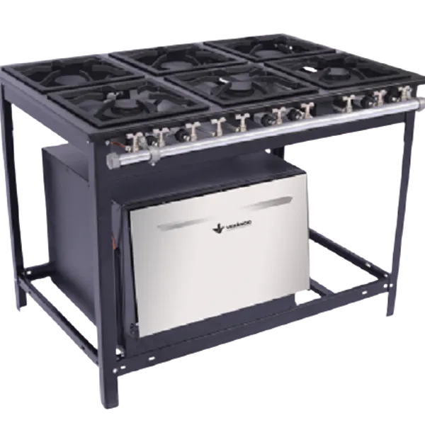 Cocina Industrial a gas de 6 quemadores con horno